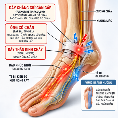 CẨM NANG SỨC KHỎE: HỘI CHỨNG ỐNG CỔ CHÂN – NGUYÊN NHÂN GÂY ĐAU NHÓI, NÓNG RÁT LÒNG BÀN CHÂN