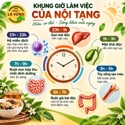 CẨM NANG SỨC KHỎE: KHUNG GIỜ LÀM VIỆC CỦA NỘI TẠNG -BẠN CÓ ĐANG HIỂU ĐÚNG?